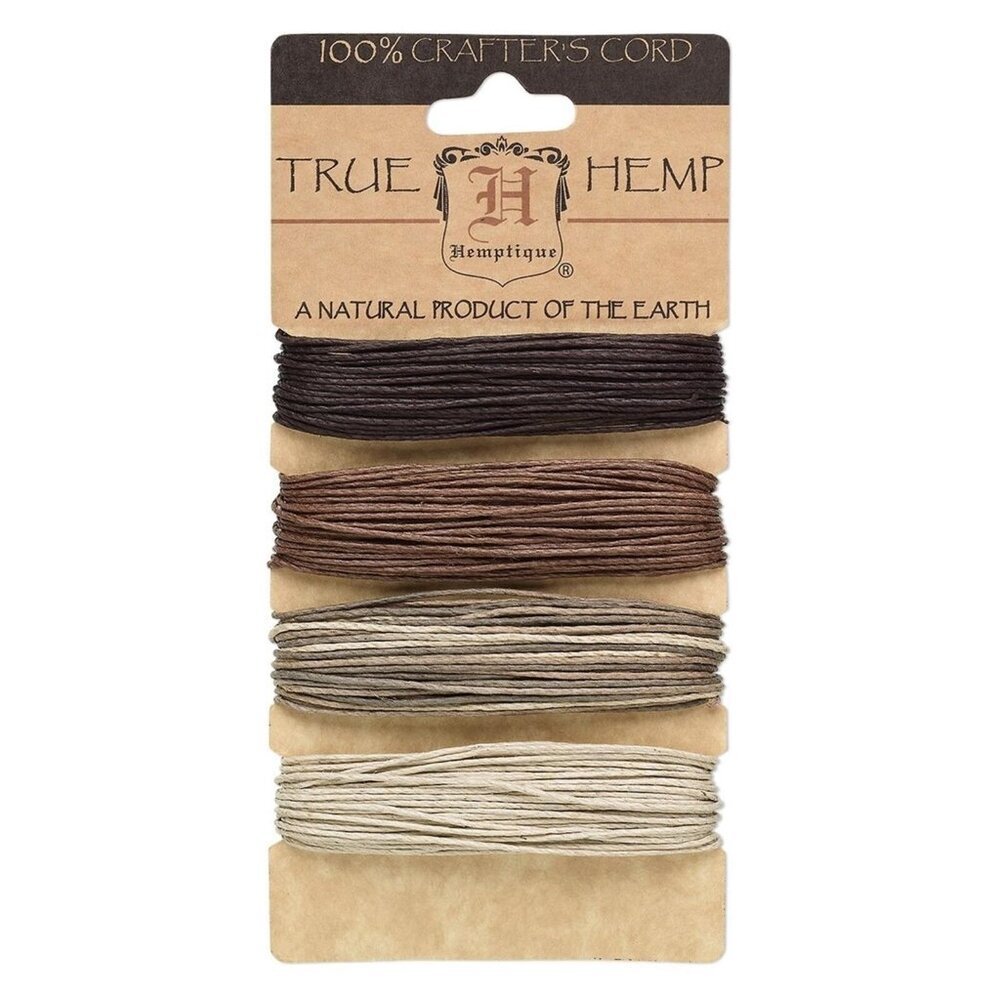 Organic Hemp Variety Pack Jewelry Craft Cord 4 Colors Black Brown Ombre Tan